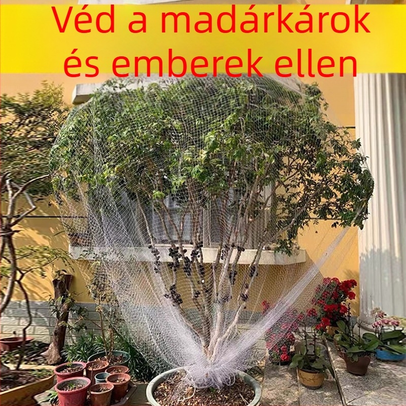 Madárvédő háló gyümölcsfákhoz, cseresznyéhez, szőlőhöz és zöldségekhez; nejlon háló 2 cm lyukakkal