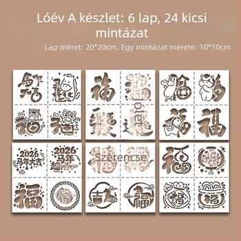 Lyukas sablon a nyomtatáshoz ló évének áldás motívummal – modern minimalista stílus, üzleti ajándékhoz