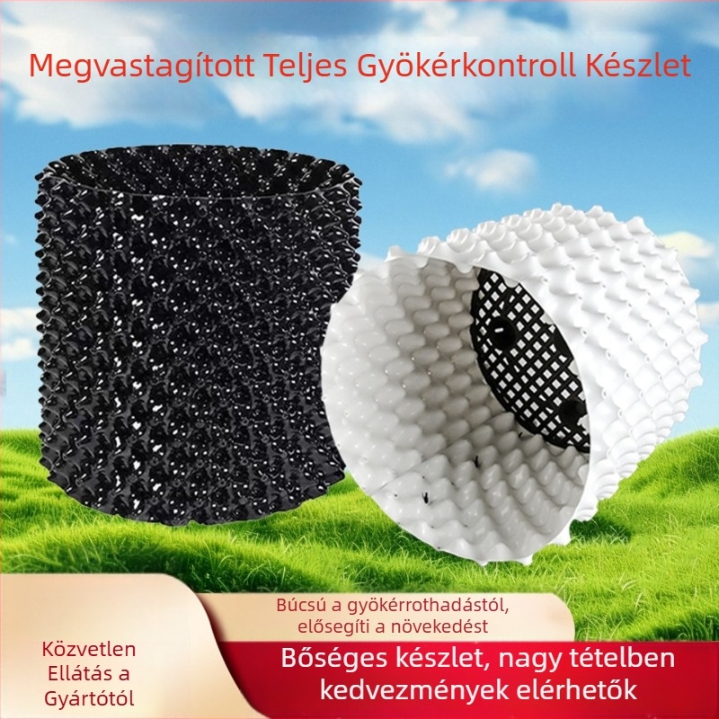 Tájépítéshez és fák ültetéséhez tervezett gyökérszabályozó tábla, vastag talajréteg és tetőkertek drénlemeze