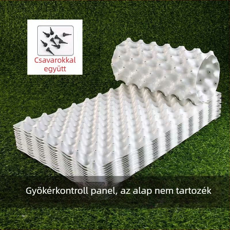 Tájépítéshez és fák ültetéséhez tervezett gyökérszabályozó tábla, vastag talajréteg és tetőkertek drénlemeze