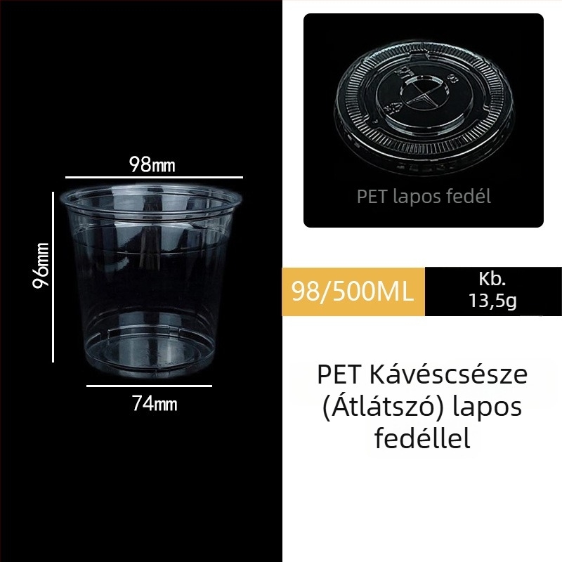 Egyszer használatos, átlátszó PET pohár hideg italokhoz, kerek forma, vastagított kialakítás; logó nyomtatás elérhető; mikrohullámú sütő nem; eltarthatóság 24 hónap