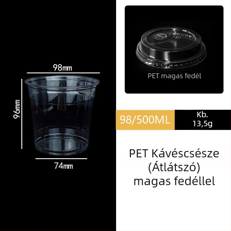 Egyszer használatos, átlátszó PET pohár hideg italokhoz, kerek forma, vastagított kialakítás; logó nyomtatás elérhető; mikrohullámú sütő nem; eltarthatóság 24 hónap