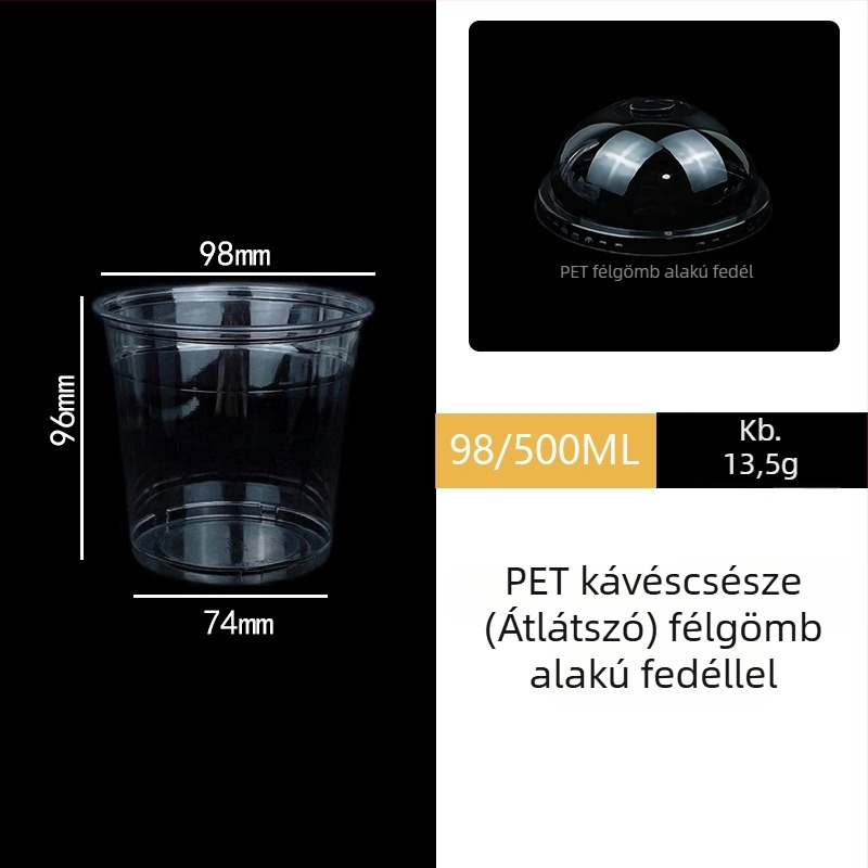 Egyszer használatos, átlátszó PET pohár hideg italokhoz, kerek forma, vastagított kialakítás; logó nyomtatás elérhető; mikrohullámú sütő nem; eltarthatóság 24 hónap