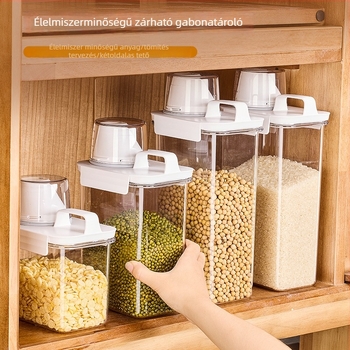 Rizs tároló doboz – Zárható, nedvességálló és rovarriasztó, PS műanyag, Modern egyszerű stílus