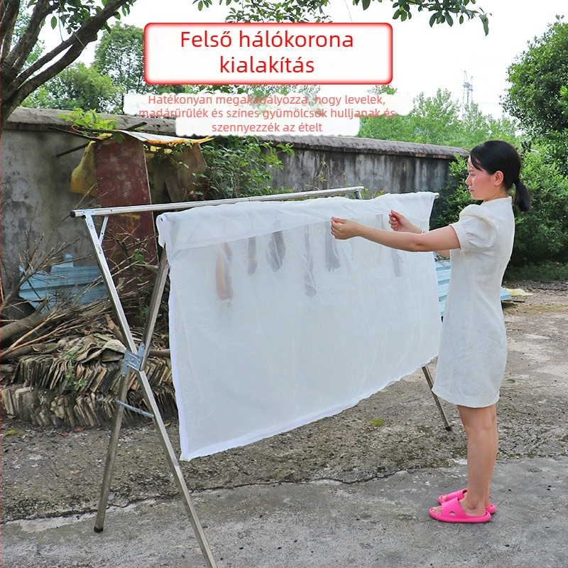 Kaixiu hús szárító háló, lélegző hálóval; összecsukható és visszahúzható; egyrétegű szárító kosár; 50 darabos csomag