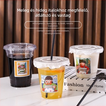 Egyszer használatos műanyag tej-tea pohár, elliptikus alakú, 401–500 ml kapacitású, nem lebomló, nem mikrózható