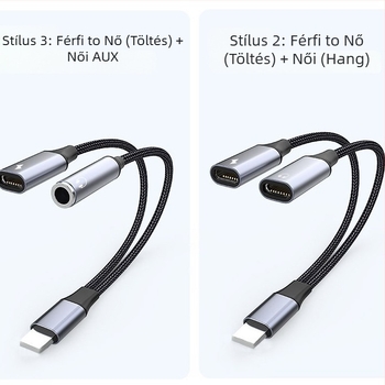 EVAN TY03 Type-C 3,5 mm fejhallgató adapter – 2 az 1-ben audio- és töltőkábellel Apple és Huawei készülékekhez