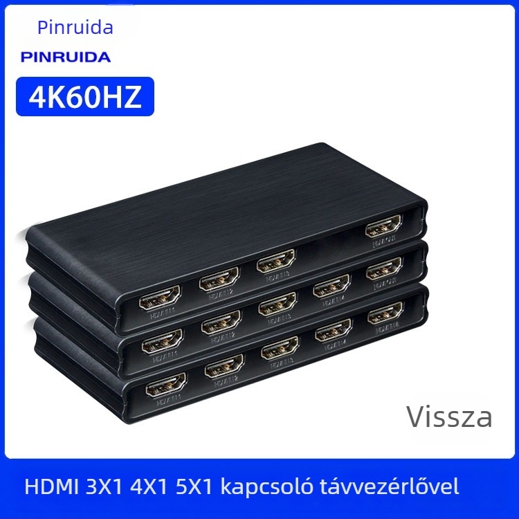 HDMI kapcsoló/elosztó, bemenetek 3x1/4x1/5x1, 1080P, HDMI interfész, televíziós vonalhoz