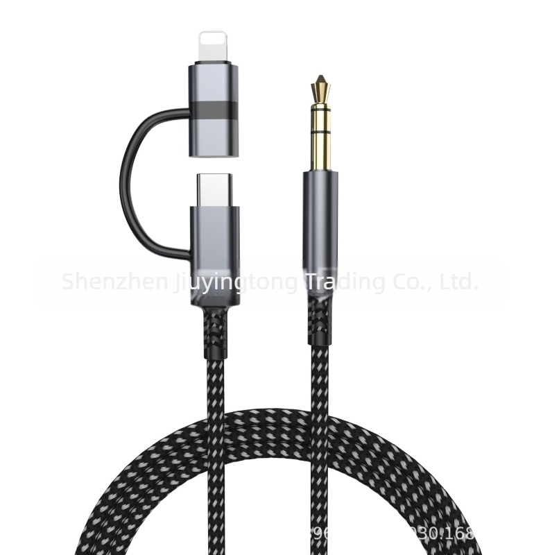 Kötött Type-C kétfunkciós autós kábel: zenehallgatás és töltés, digitális fejhallgató adapter Apple és Huawei számára
