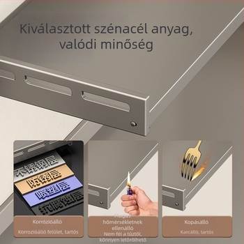 Bellia Fali polc mikrohullámú sütőhöz és egyéb konyhai eszközökhöz, fúrás nélküli falra szerelhető, karbonacél anyag, modern minimalista stílus; alkalmas rizsfőzőre, sütőre és kávéfőzőre