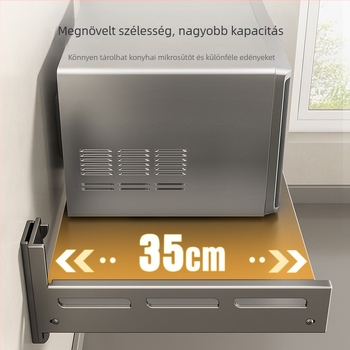 Bellia Fali polc mikrohullámú sütőhöz és egyéb konyhai eszközökhöz, fúrás nélküli falra szerelhető, karbonacél anyag, modern minimalista stílus; alkalmas rizsfőzőre, sütőre és kávéfőzőre