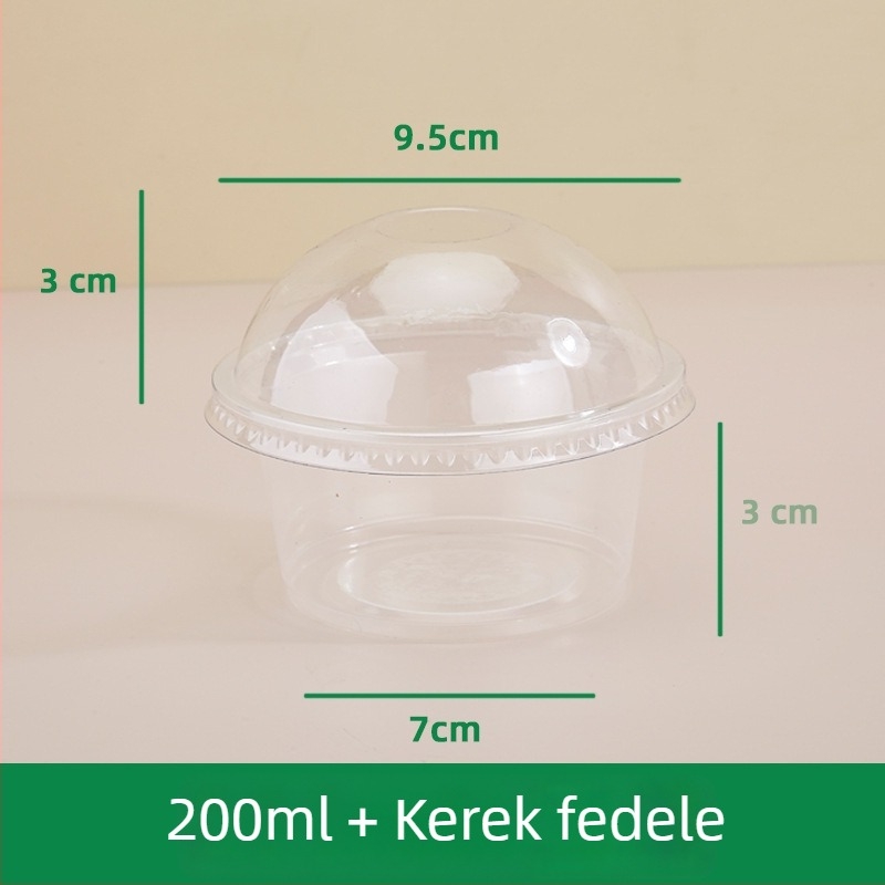 Kétszintes puding pohár belső támasztékkal, egyszer használatos műanyag pohár joghurthoz, zabpehelyhez, süteményhez és tejes italhoz — kör alakú, kapacitás 201–300 ml, PP anyag, mikróhullámú sütőbiztonság