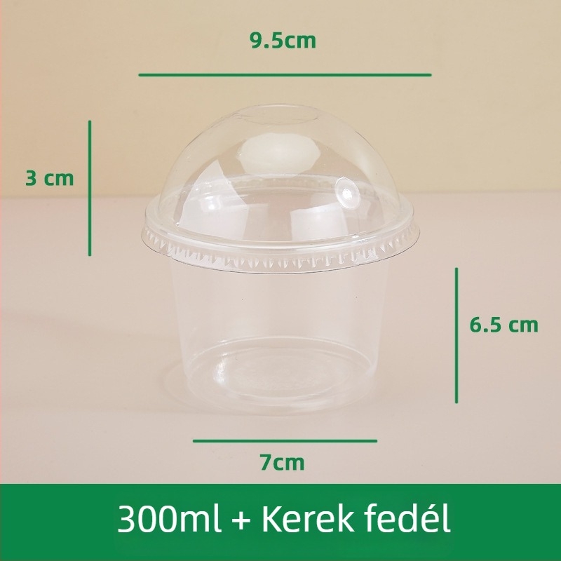 Kétszintes puding pohár belső támasztékkal, egyszer használatos műanyag pohár joghurthoz, zabpehelyhez, süteményhez és tejes italhoz — kör alakú, kapacitás 201–300 ml, PP anyag, mikróhullámú sütőbiztonság