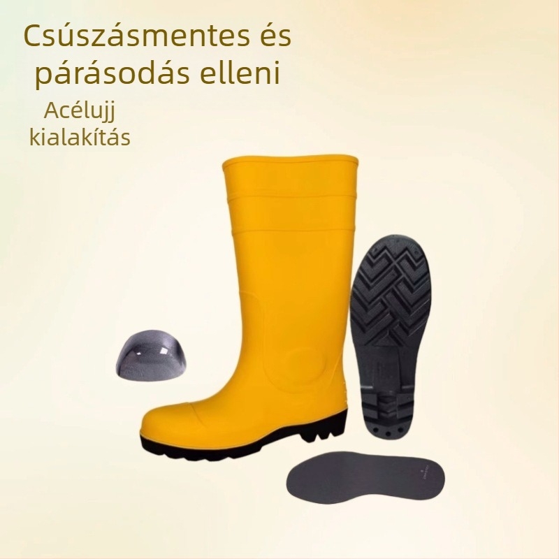 PVC esőcsizma, uniszex, ütésálló és perforáció elleni védelem, sav-bázis ellenálló, olajálló, magas szárú SS032-YB