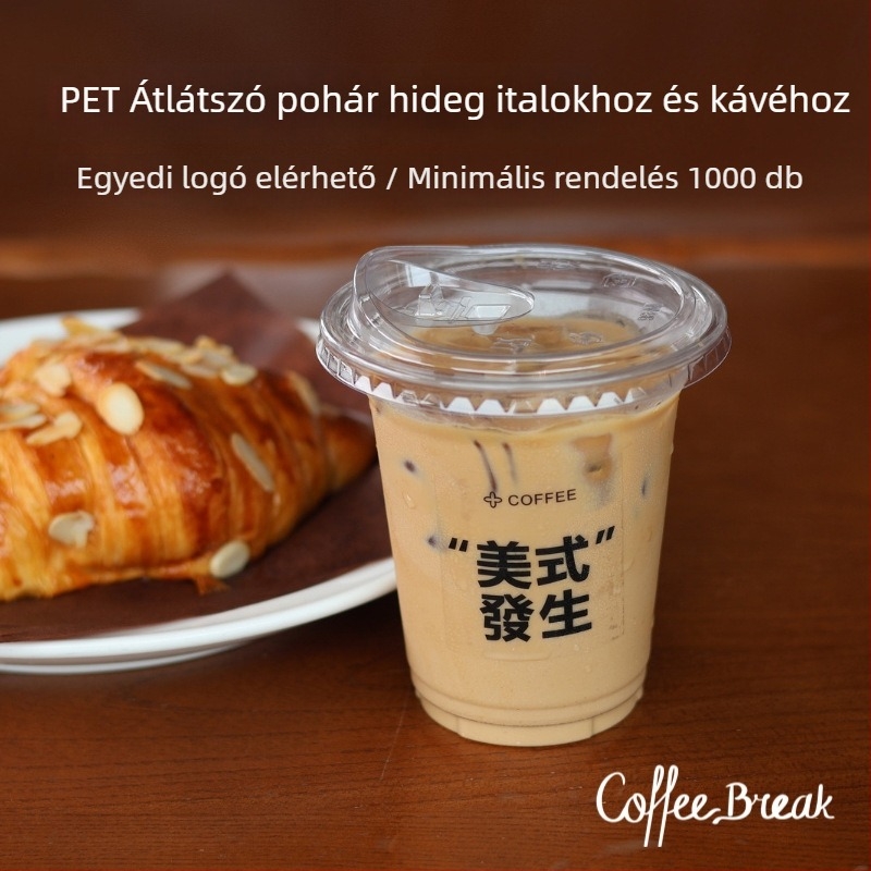 Egyszer használatos PET pohár fedővel tej- és kávéitalokhoz, átlátszó, 401–500 ml, Ø98 mm