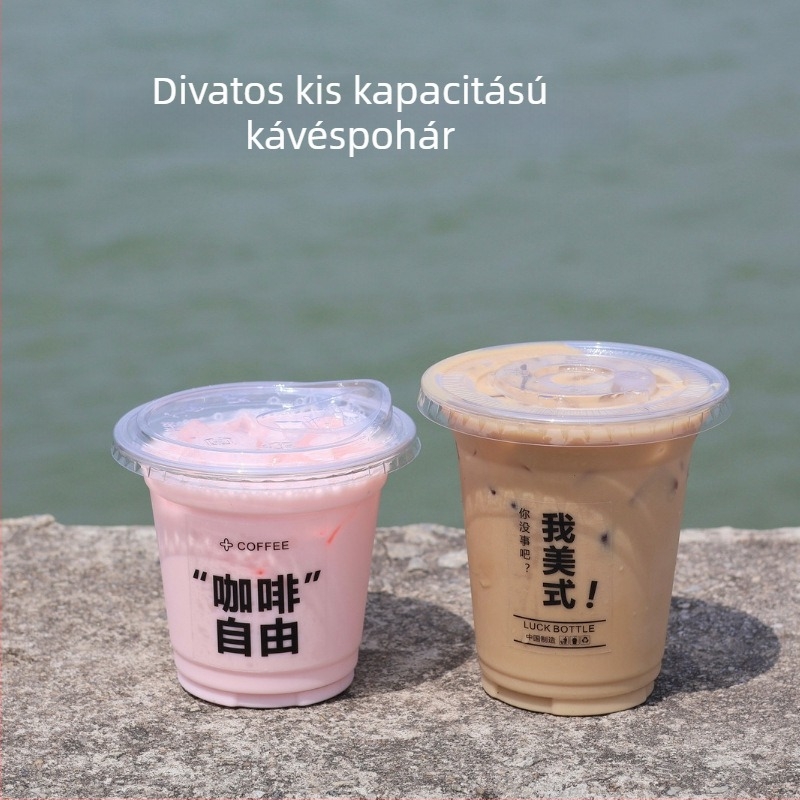 Egyszer használatos PET pohár fedővel tej- és kávéitalokhoz, átlátszó, 401–500 ml, Ø98 mm