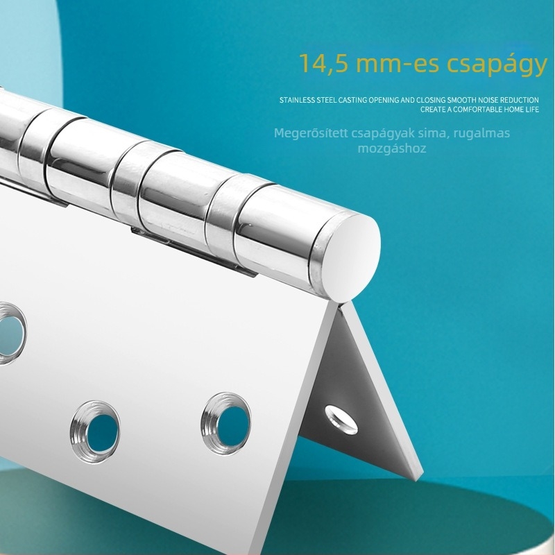 Rozsdamentes acél csapágyas zsanér, csendes működés, polírozott felület, modern minimalist dizájn