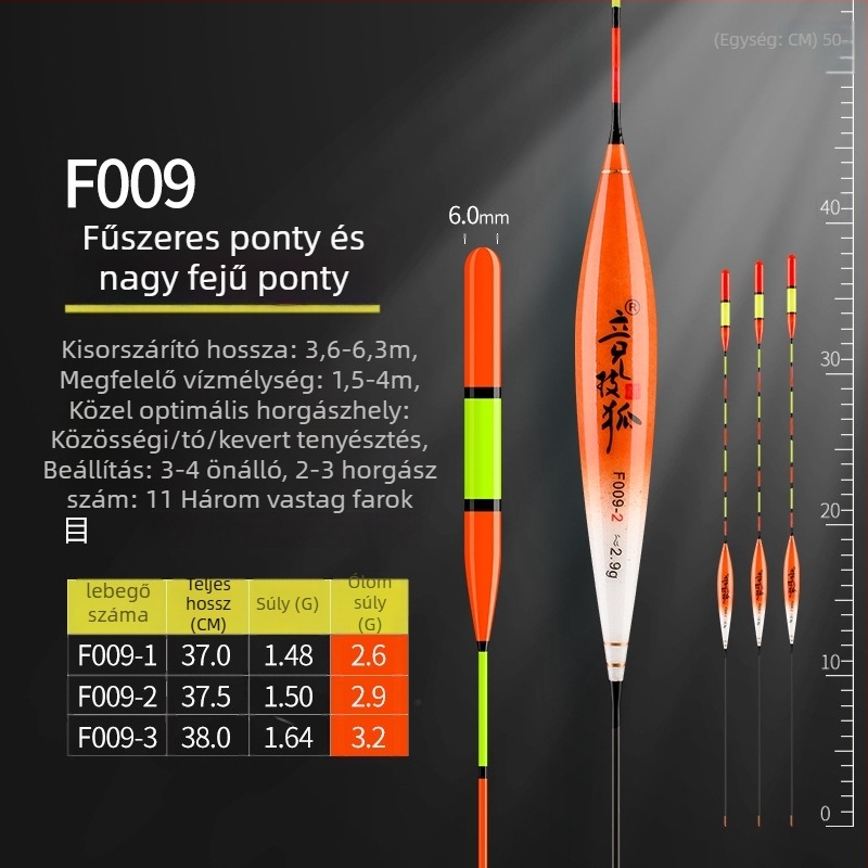 Competitive Fox rendkívül vastag farokkal és nagy fejjel rendelkező, nagy láthatóságú horgászúszó, nagy érzékenységgel
