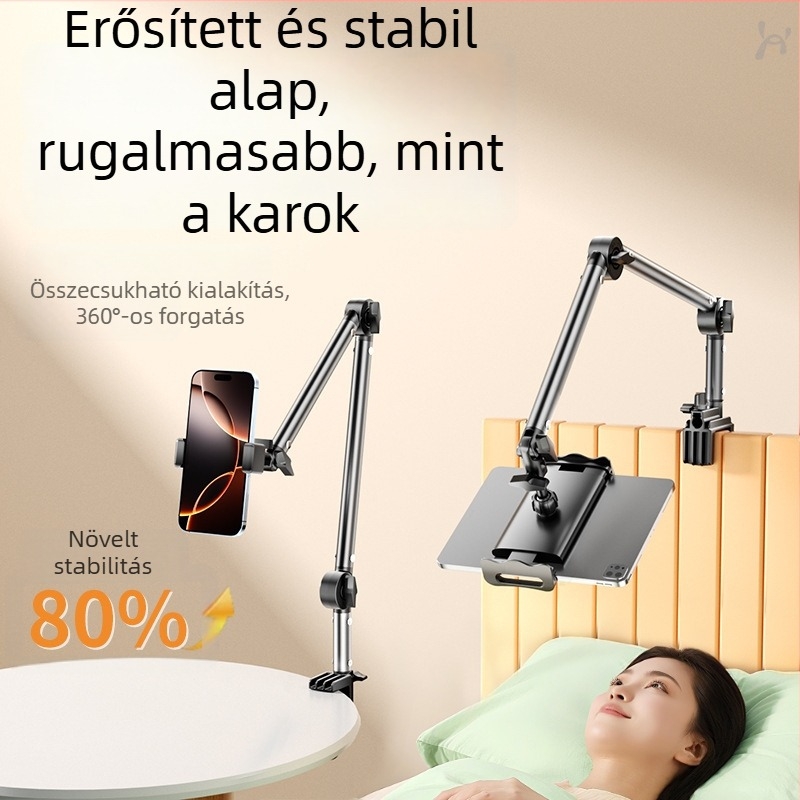  Univerzális telefon- és tabletatartó az asztalhoz és éjjeliszekrényhez, összecsukható és forgatható, ötvözetből