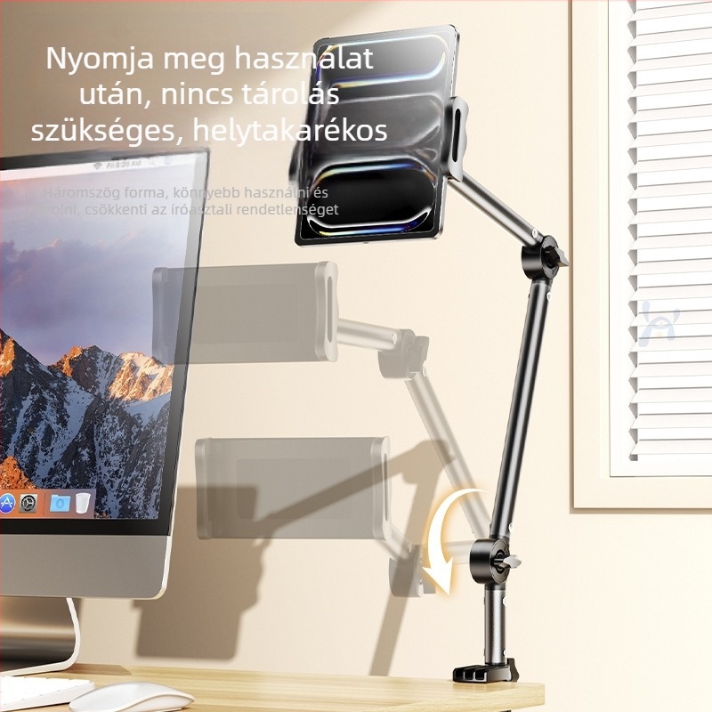  Univerzális telefon- és tabletatartó az asztalhoz és éjjeliszekrényhez, összecsukható és forgatható, ötvözetből