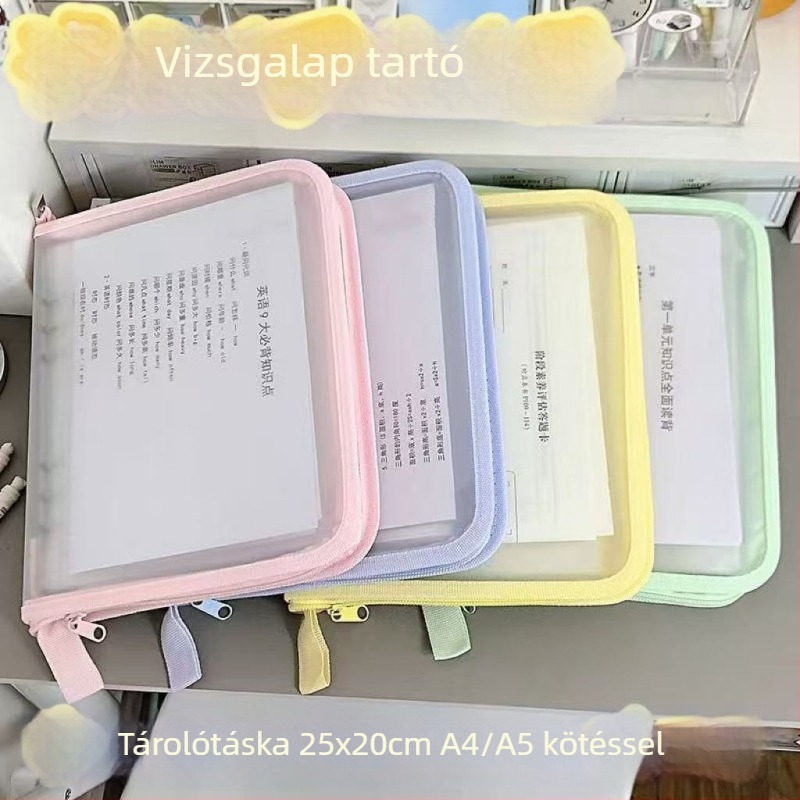 Macaron átlátszó A4-es irattároló zárható, nagy kapacitású tananyagokhoz, vízálló és strapabíró