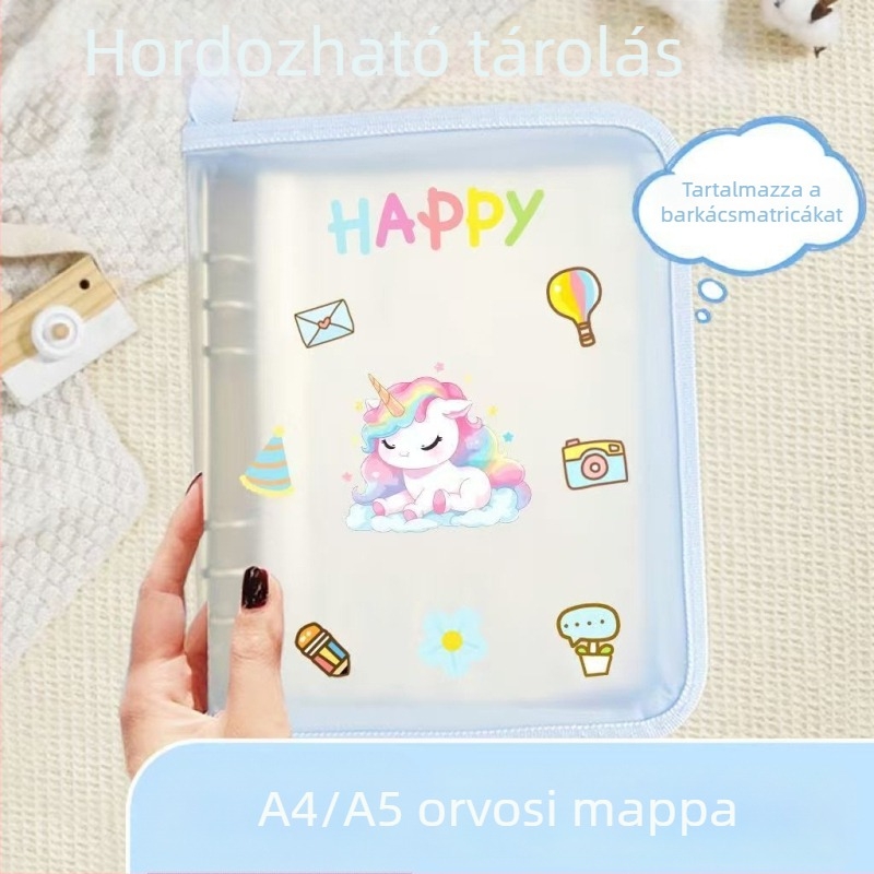 Macaron átlátszó A4-es irattároló zárható, nagy kapacitású tananyagokhoz, vízálló és strapabíró