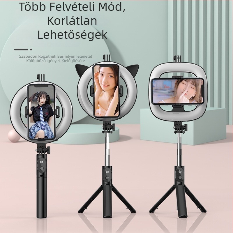 P20D rozsdamentes acél LED gyűrű lámpa Bluetooth-selfie stick – univerzális állvány, licencelt magáncímke, testreszabás támogatott