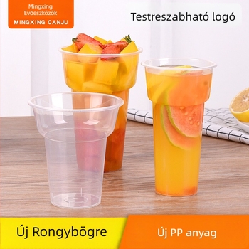 Mingxing egyszer használatos PP pohár tejes teához logónyomtatással, testreszabás elérhető, kapacitás 301–400 ml