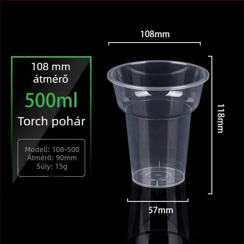 Mingxing egyszer használatos PP pohár tejes teához logónyomtatással, testreszabás elérhető, kapacitás 301–400 ml