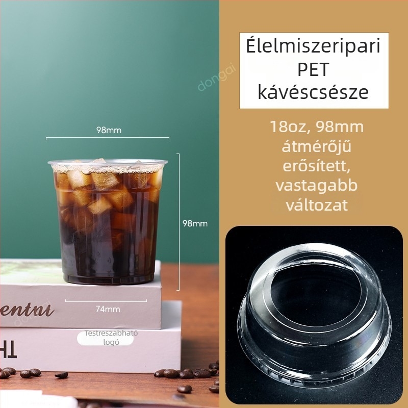 Műanyag ovális fedél 98mm-es lyukkal, 501-600 ml-es poharakhoz – tej-tea, fagylalt, kávé és hideg italokhoz