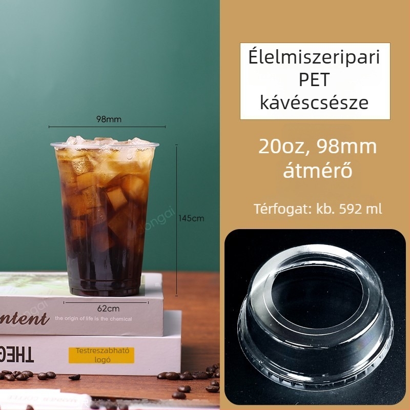 Műanyag ovális fedél 98mm-es lyukkal, 501-600 ml-es poharakhoz – tej-tea, fagylalt, kávé és hideg italokhoz