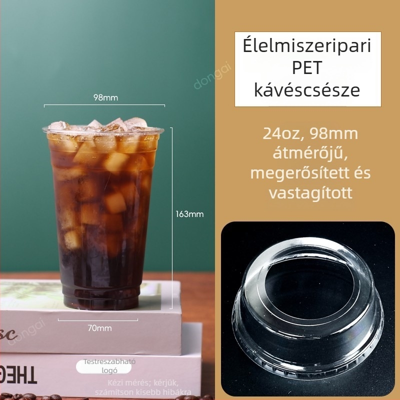 Műanyag ovális fedél 98mm-es lyukkal, 501-600 ml-es poharakhoz – tej-tea, fagylalt, kávé és hideg italokhoz