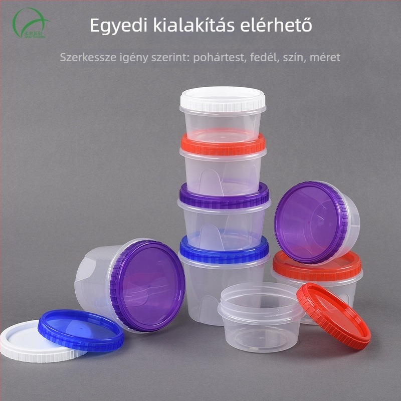 Miniso egyszer használatos leveses pohár csavaros fedővel, kör alakú PP pohár leveshez, 401–500 ml, mikrózható, logóval testreszabható