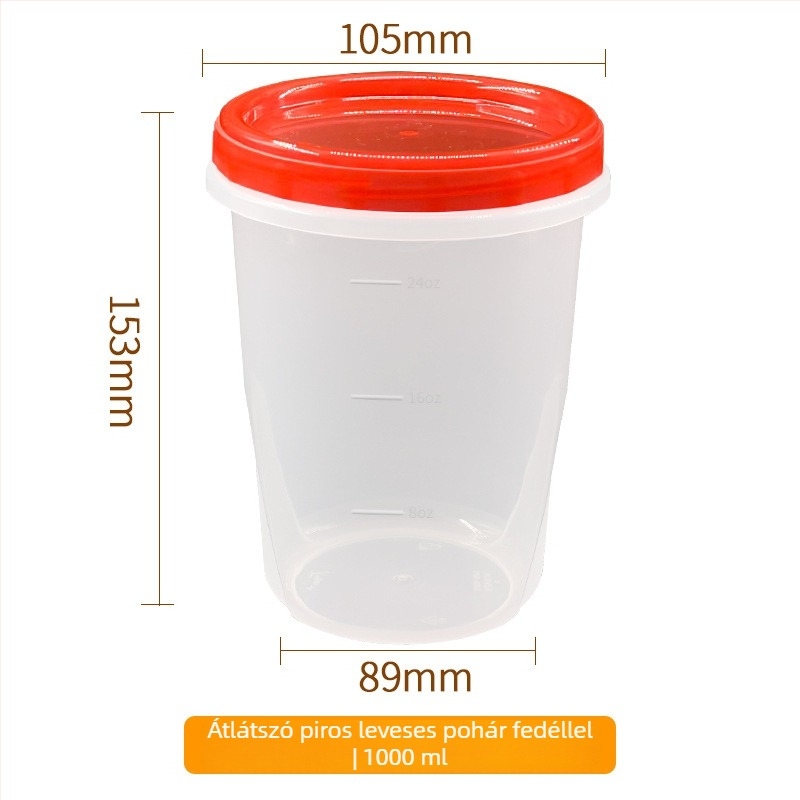 Miniso egyszer használatos leveses pohár csavaros fedővel, kör alakú PP pohár leveshez, 401–500 ml, mikrózható, logóval testreszabható