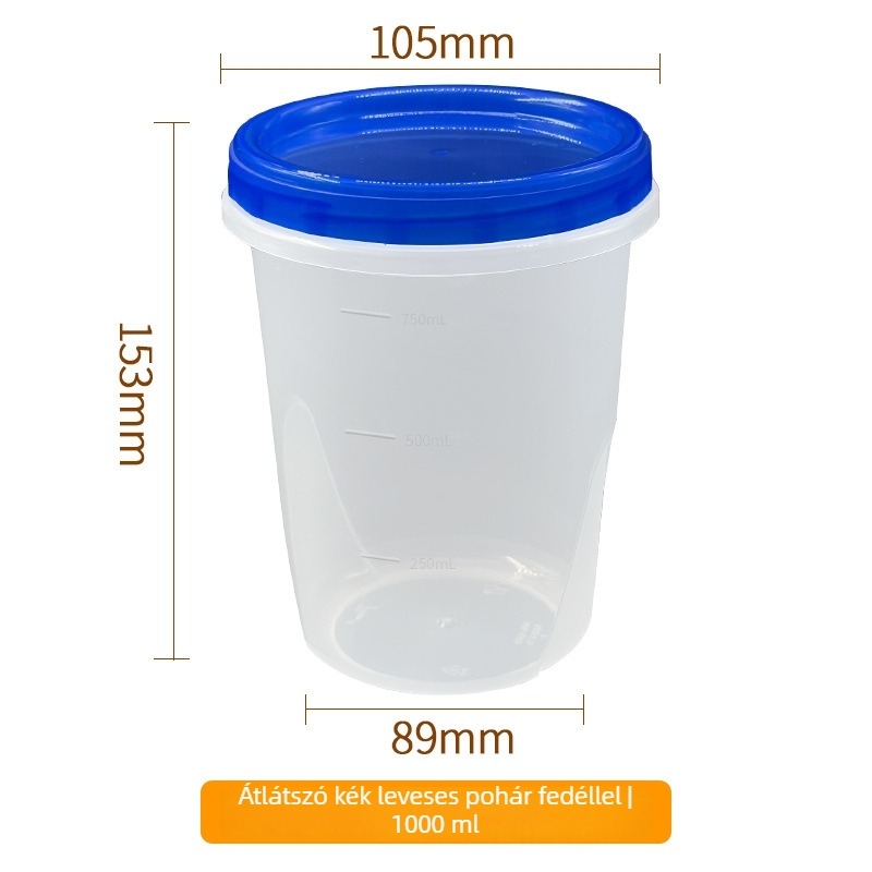 Miniso egyszer használatos leveses pohár csavaros fedővel, kör alakú PP pohár leveshez, 401–500 ml, mikrózható, logóval testreszabható