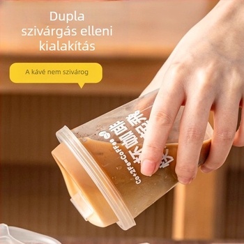 Egyszer használatos kávés pohár fedővel, műanyag, italokhoz és tejes teához, kapacitások 300 ml, 350 ml, 380 ml vagy 470 ml