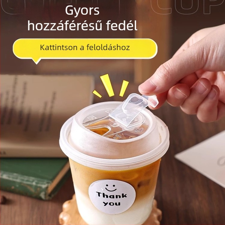 Egyszer használatos kávés pohár fedővel, műanyag, italokhoz és tejes teához, kapacitások 300 ml, 350 ml, 380 ml vagy 470 ml