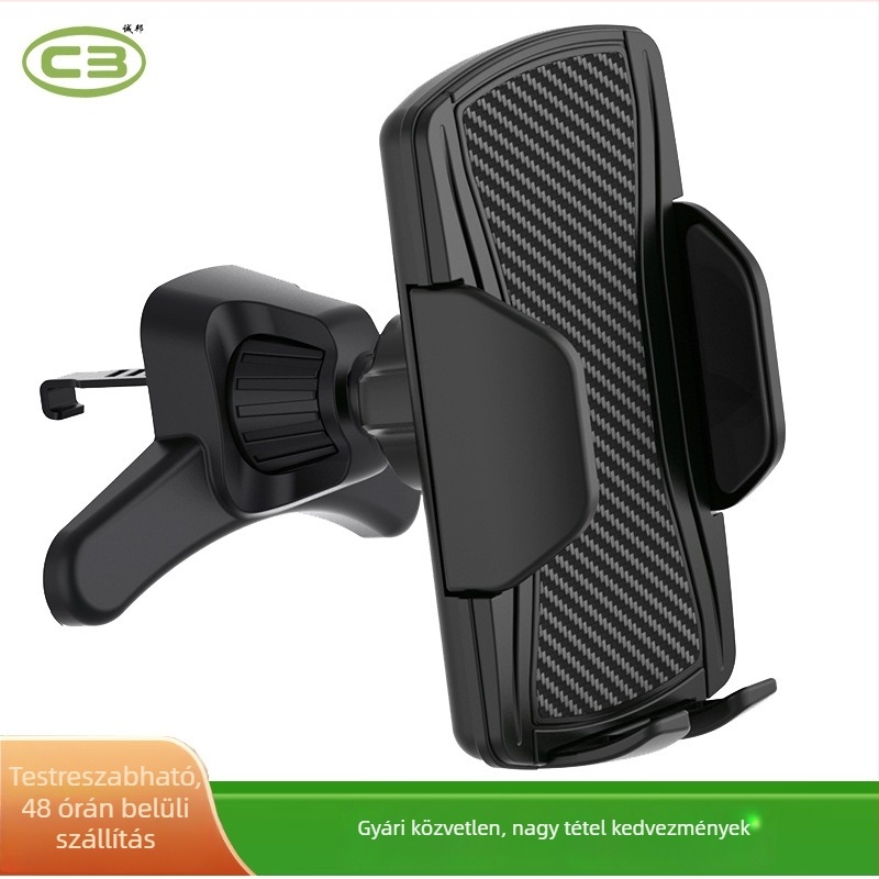 Autótelefon-tartó egy kézzel történő működtetéssel, egy kattintásos zárás, gravitációs rögzítés, csatlakozás a légkivezetéshez, univerzális kompatibilitás