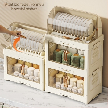 Kasna Műanyag edényállvány fedéllel – konyhai edények szárító állvány, modern minimalist dizájn