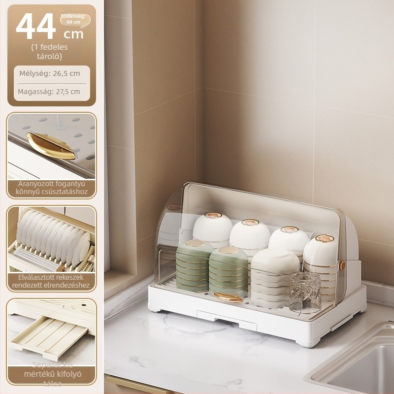Kasna Műanyag edényállvány fedéllel – konyhai edények szárító állvány, modern minimalist dizájn