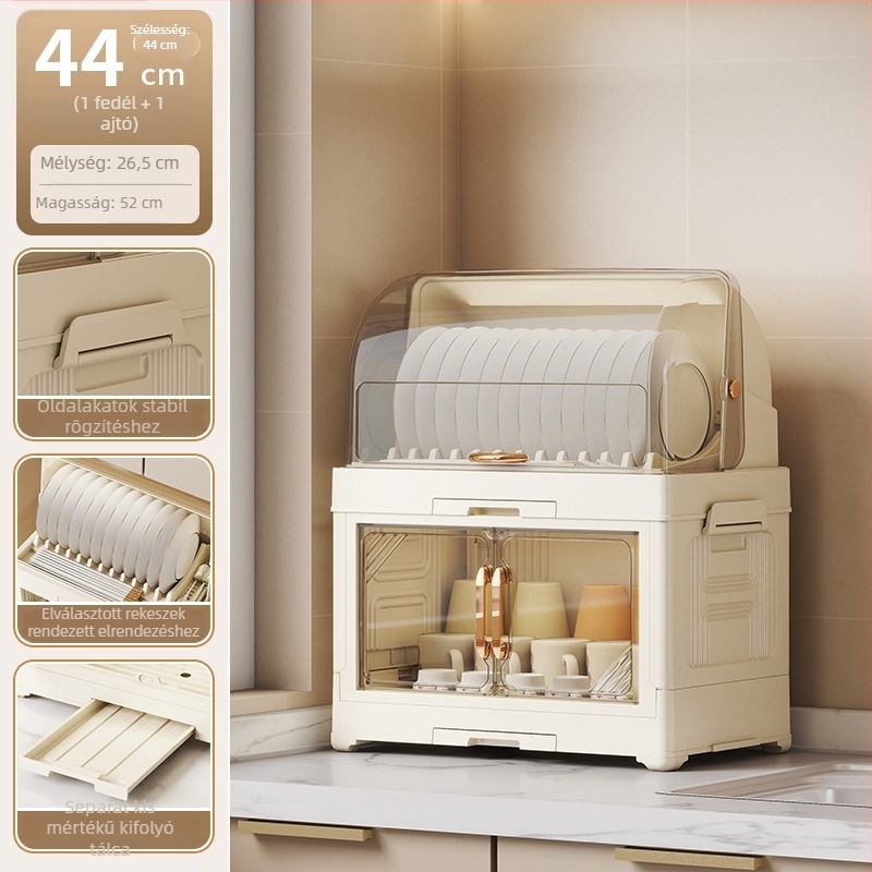 Kasna Műanyag edényállvány fedéllel – konyhai edények szárító állvány, modern minimalist dizájn