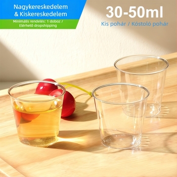 Egyszer használatos kóstoló pohár, 30 ml kapacitás, merev polisztirol, kör alakú
