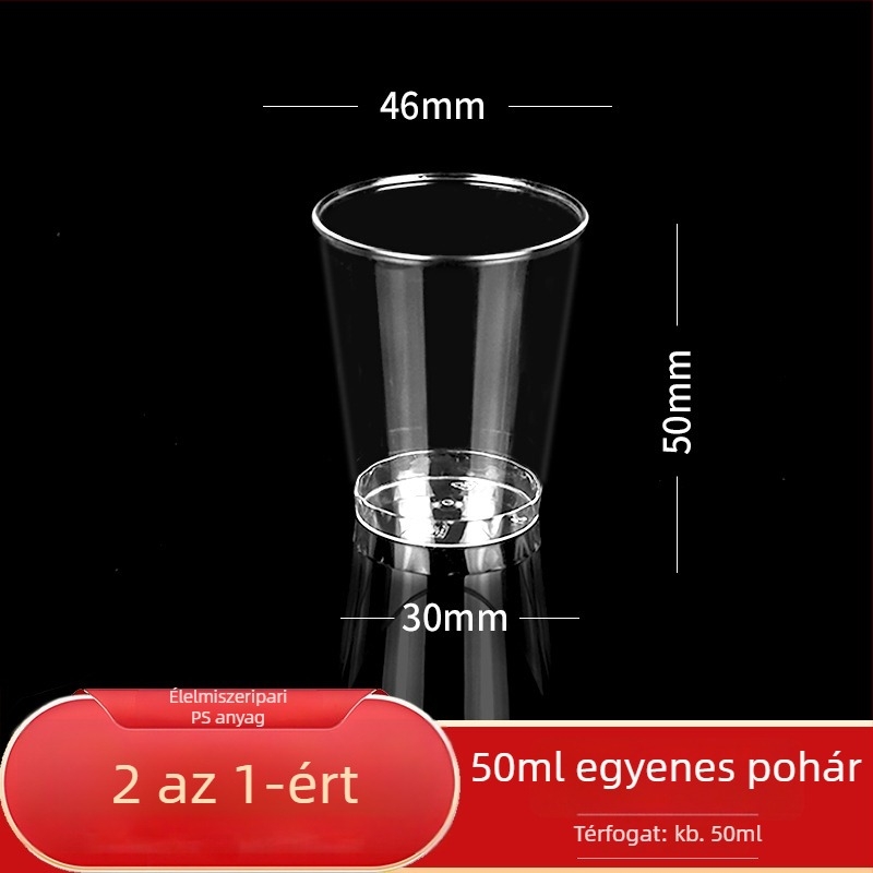 Egyszer használatos kóstoló pohár, 30 ml kapacitás, merev polisztirol, kör alakú