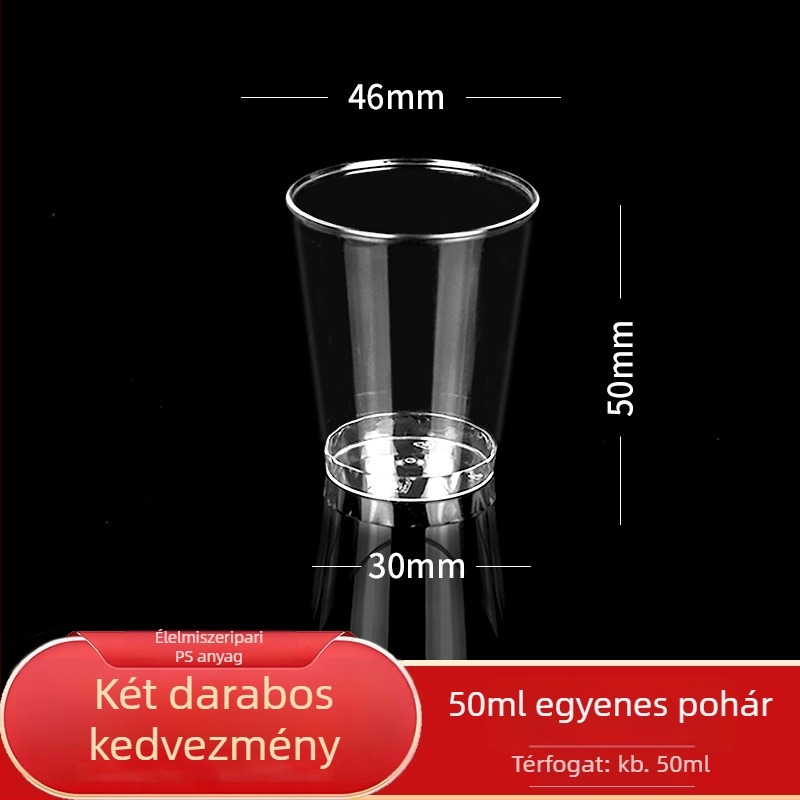 Egyszer használatos kóstoló pohár, 30 ml kapacitás, merev polisztirol, kör alakú