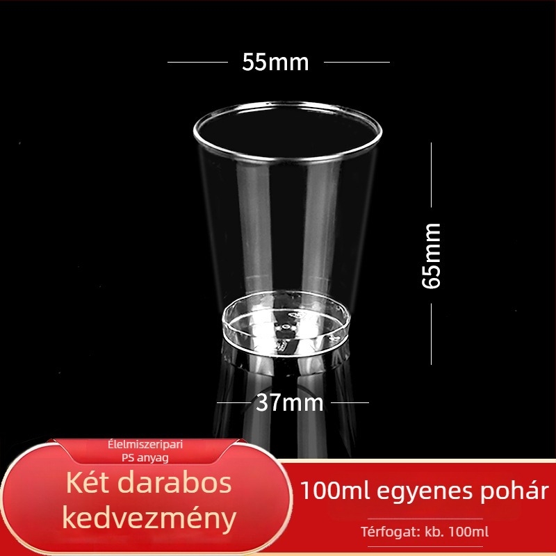 Egyszer használatos kóstoló pohár, 30 ml kapacitás, merev polisztirol, kör alakú