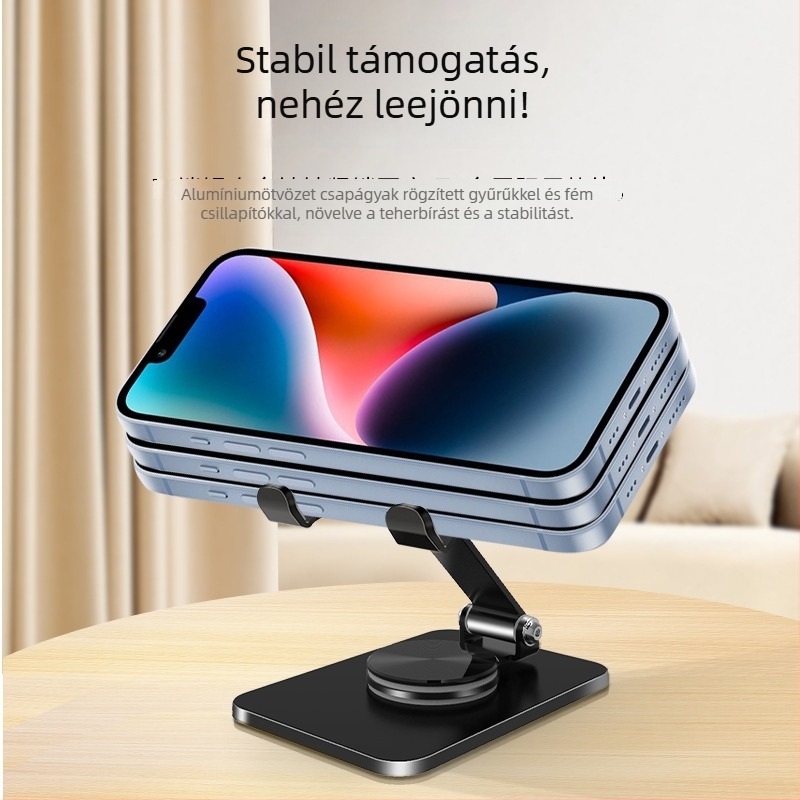 Asztali telefon-tartó remegés elleni stabilizációval, ötvözetből készült, testreszabható logó