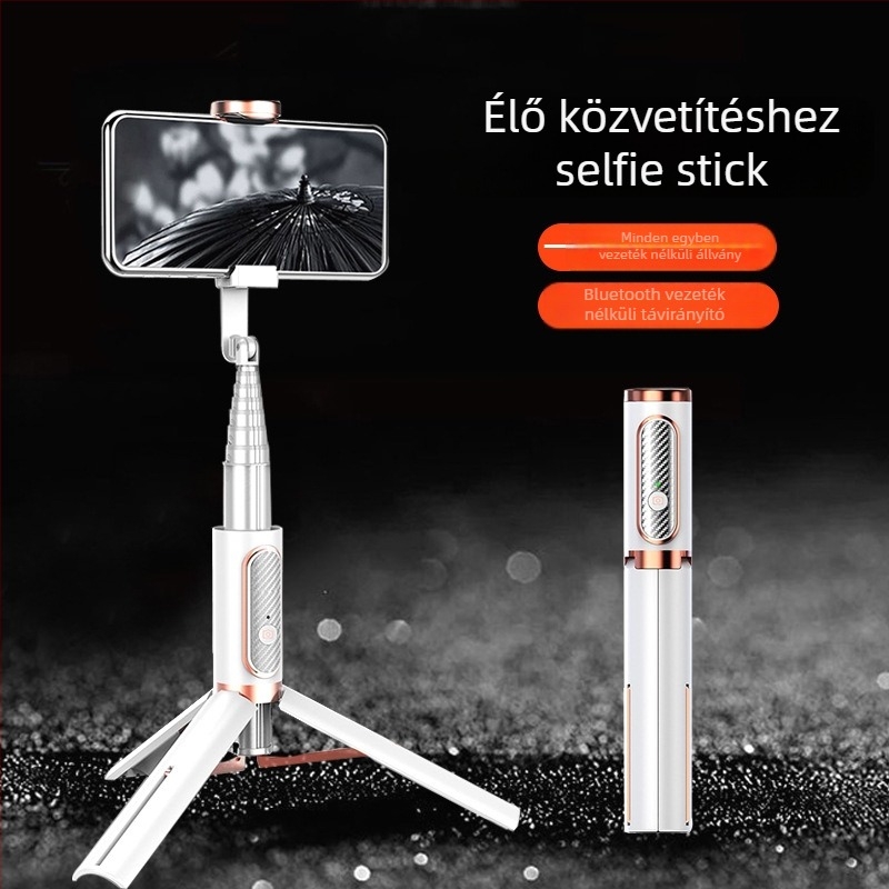 Phantom 202 Bluetooth okostelefonhoz készült, rejtett integrált tripod selfie bot, videóhoz és élő közvetítéshez; anyaga: alumíniumötvözet; távirányítóval; Bluetooth