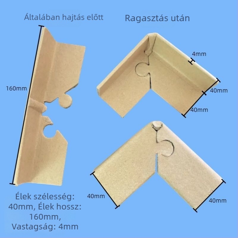 U-formájú sarokvédő Kraft kartonból karton- és bútorcsomagoláshoz; ütközésbiztos kialakítás; anyag: Kraft karton