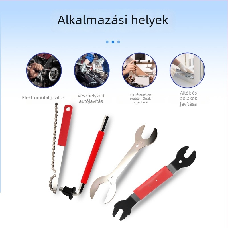 Kerékpár gumijavító készlet, 44 darabos, szénacél eszközök