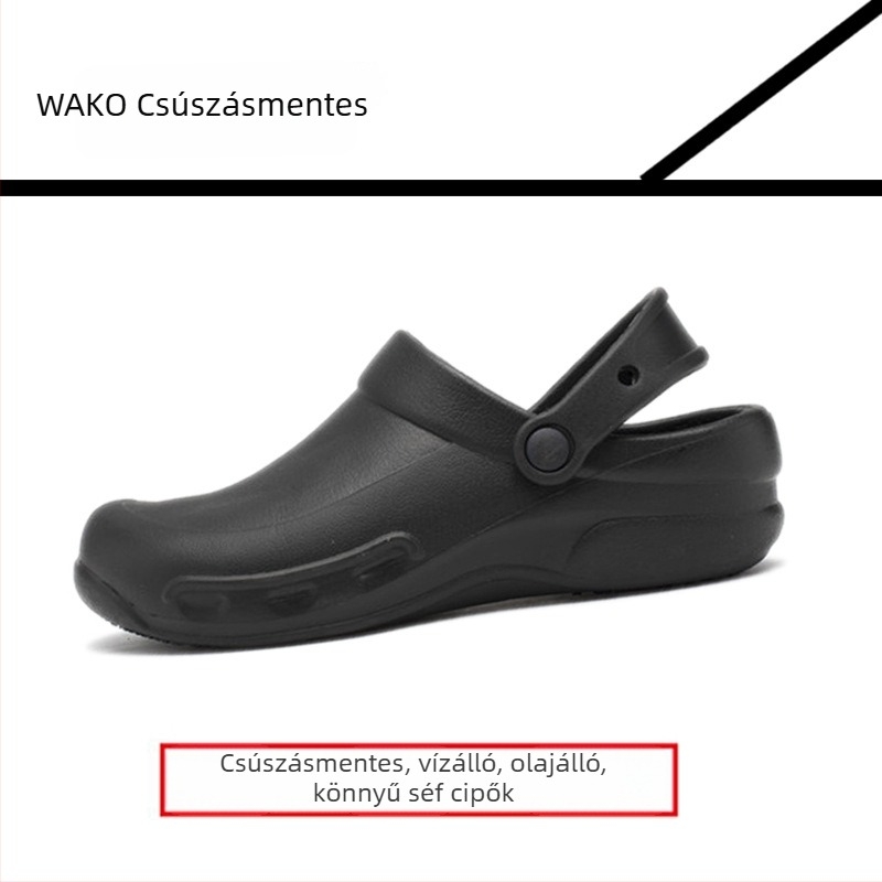 WAKO Szakács cipő a konyhába - Csúszásmentes, Vízálló és olajálló, Zárt orrú, Slip-On, Gumitalp
